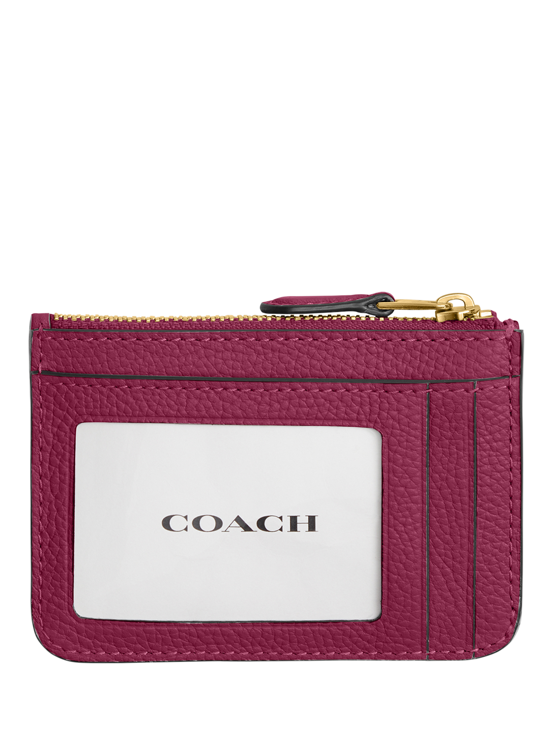 Coach Logo Mini Skinny Leather Card Holder, Pink
