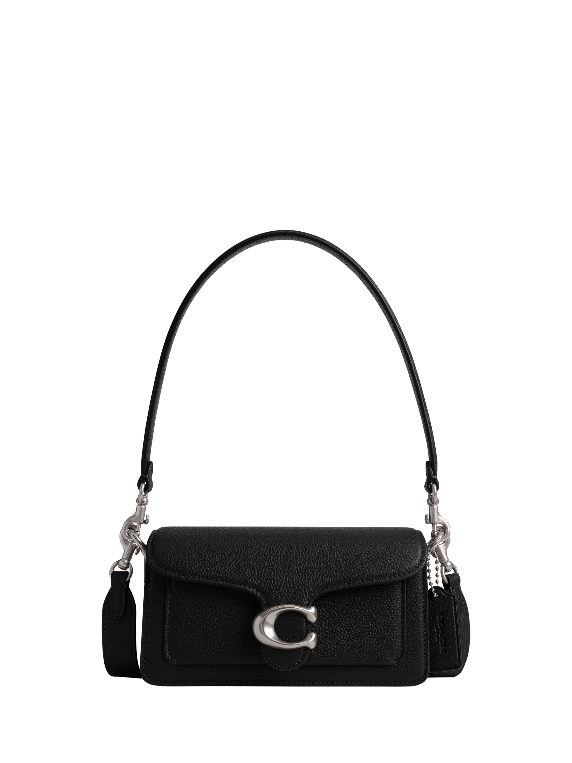 Product image 1 of 3, which shows Coach Tabby Petite 20 Pebble Leather Shoulder Bag, Black