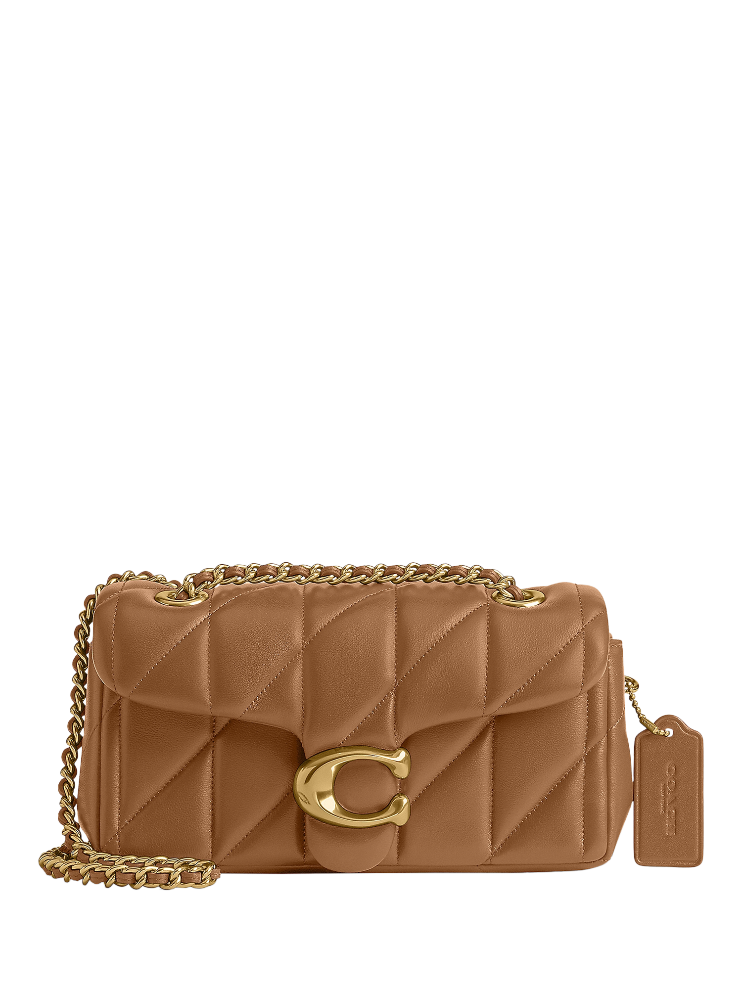 Product image 1 of 4, which shows Coach Tabby 20 Quilted Leather Shoulder Bag, Honey Brown