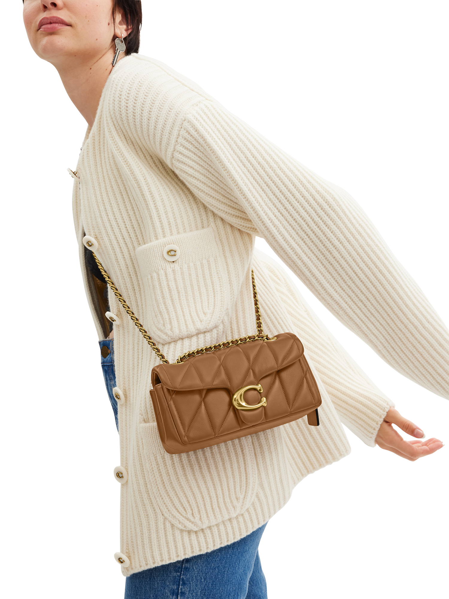 Product image 2 of 5, which shows Coach Tabby 20 Quilted Leather Shoulder Bag, Honey Brown