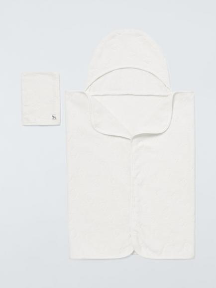 John Lewis Baby Cloud Hooded Towel & Mitt Set, White, White
