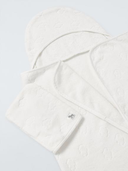 John Lewis Baby Cloud Hooded Towel & Mitt Set, White - view 2, White