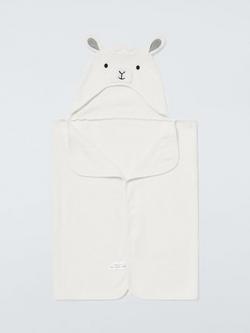 John Lewis Baby Lamb Hooded Towel, White, White