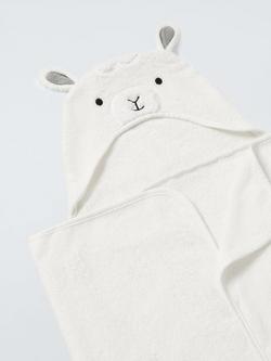 John Lewis Baby Lamb Hooded Towel, White - view 2, White