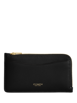 Coach New York Leather Zipped Card Case, Black