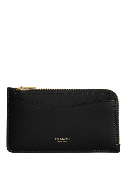 Coach New York Leather Zipped Card Case, Black