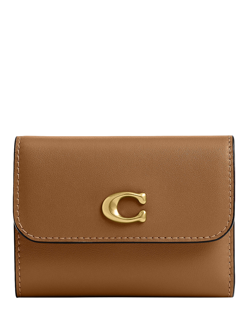 Product image 1 of 3, which shows Coach Essential Leather Card Holder Wallet, Honey Brown