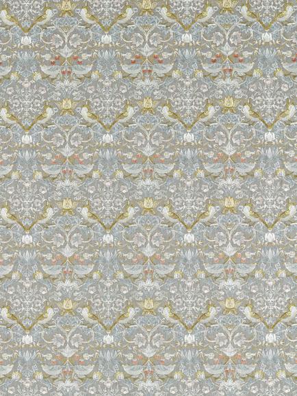 Clarke & Clarke Strawberry Thief Embroidery Furnishing Fabric, Slate/Blush