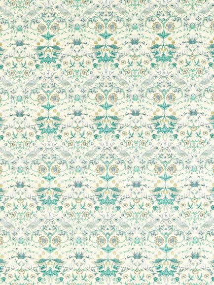 Clarke & Clarke Strawberry Thief Embroidery Furnishing Fabric, Teal