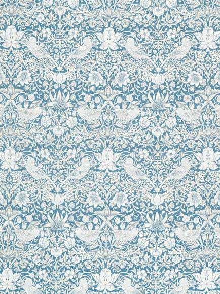 Clarke & Clarke Strawberry Thief Jacquard Furnishing Fabric, Denim