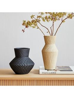 west elm Asher Ceramic Vase, H29cm - view 2, Natural