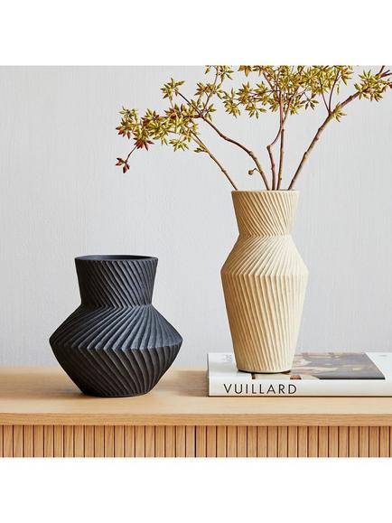 west elm Asher Ceramic Vase, H29cm - view 2, Natural