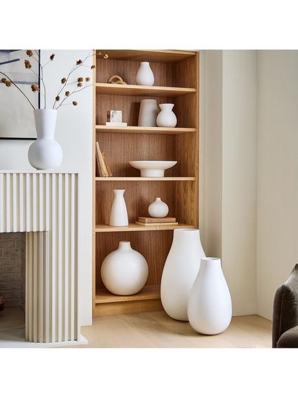 west elm Glazed Ceramic Sack Vase, H40cm, White - view 2, White