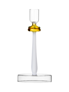 Ichendorf Milano Alice Mushroom Small Glass Candle Holder, Clear/Amber
