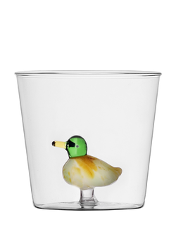 Ichendorf Milano Animal Farm Duck Glass Tumbler, 350ml, Clear/Green, Multi