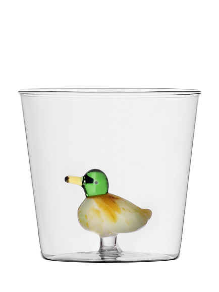 Ichendorf Milano Animal Farm Duck Glass Tumbler, 350ml, Clear/Green, Multi