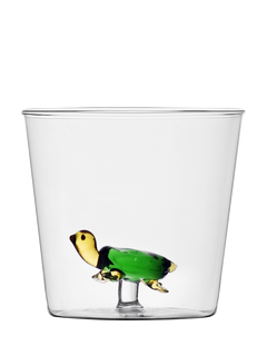 Ichendorf Milano Animal Farm Turtle Glass Tumbler, 370ml, Clear/Green