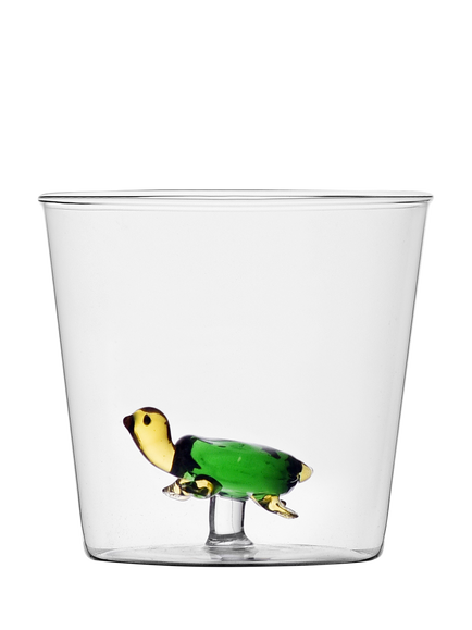 Ichendorf Milano Animal Farm Turtle Glass Tumbler, 370ml, Clear/Green, 