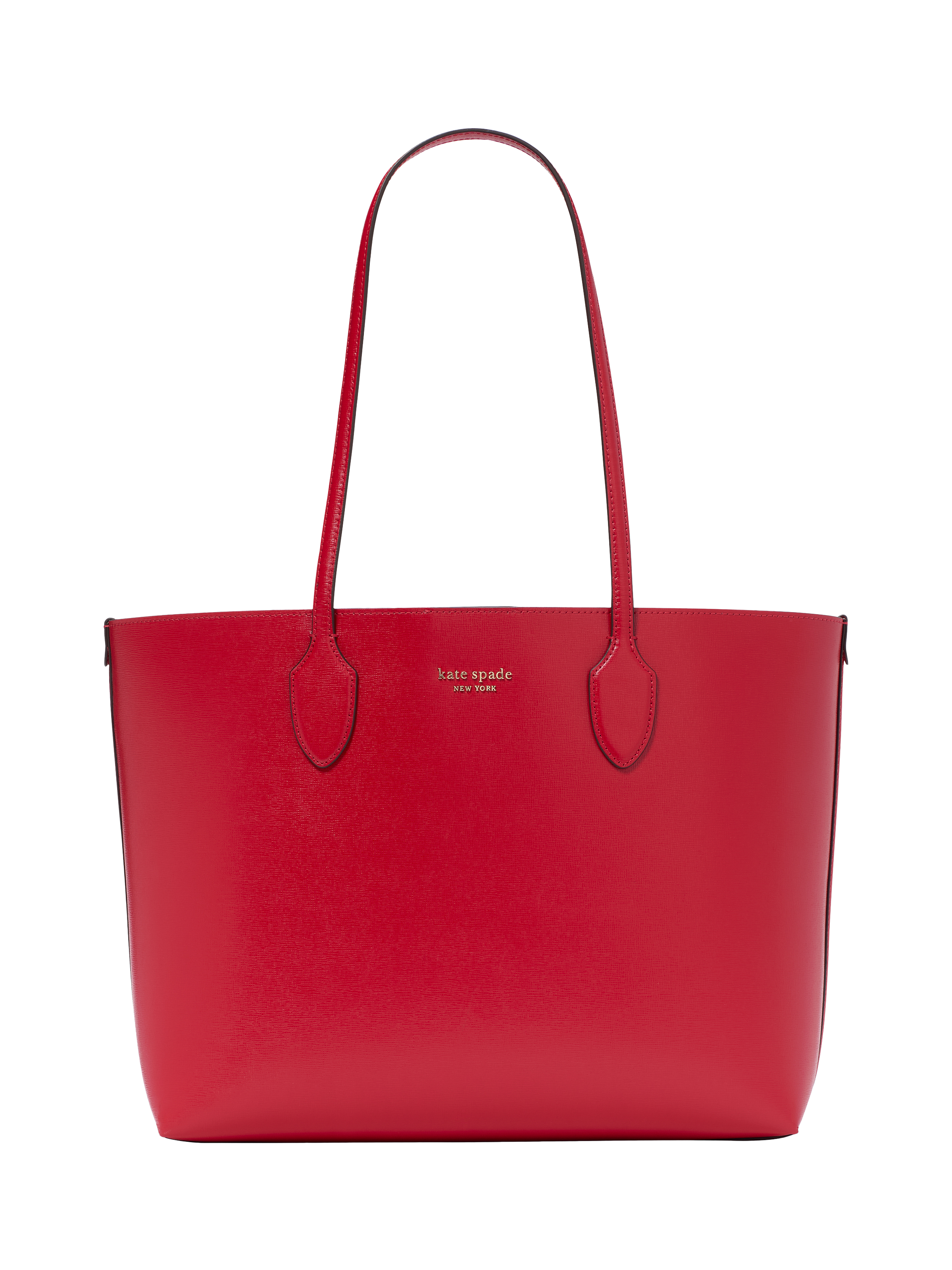 kate spade new york Bleecker Pixel Hearts Lining Large Leather Tote Bag, Cherry Rouge