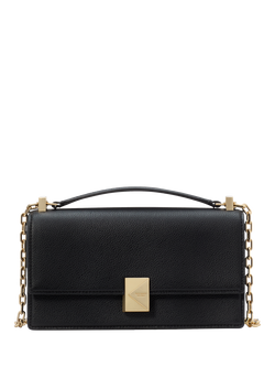 kate spade new york Deco Leather Mini Flapover Crossbody Bag, Black