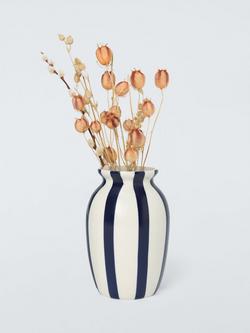 John Lewis Hand Painted Striped Stoneware Vase, H18cm - view 2, Navy