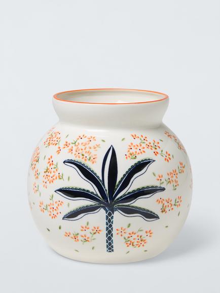 John Lewis Palm Tree Ceramic Urn Vase, H17.5cm, Multi, Multi