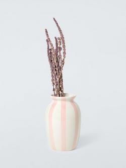 John Lewis Hand Painted Striped Stoneware Vase, H18cm - view 2, Pink