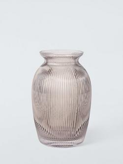 John Lewis Ribbed Glass Small Urn Vase, H17cm, Clear, Clear