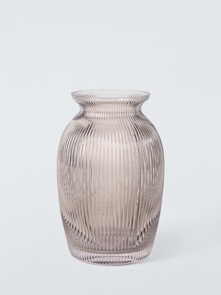 John Lewis Ribbed Glass Small Urn Vase, H17cm, Clear, Clear