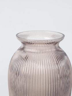 John Lewis Ribbed Glass Small Urn Vase, H17cm, Clear - view 2, Clear