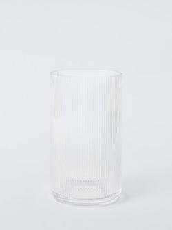 John Lewis Ribbed Glass Column Vase, H21cm, Clear, Clear