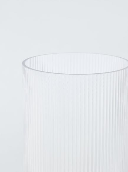 John Lewis Ribbed Glass Column Vase, H21cm, Clear - view 2, Clear