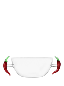 Ichendorf Milano Vegetables Chili Pepper Glass Bowl, 14cm, Clear/Red, 