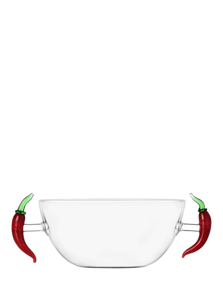 Ichendorf Milano Vegetables Chili Pepper Glass Bowl, 14cm, Clear/Red, 