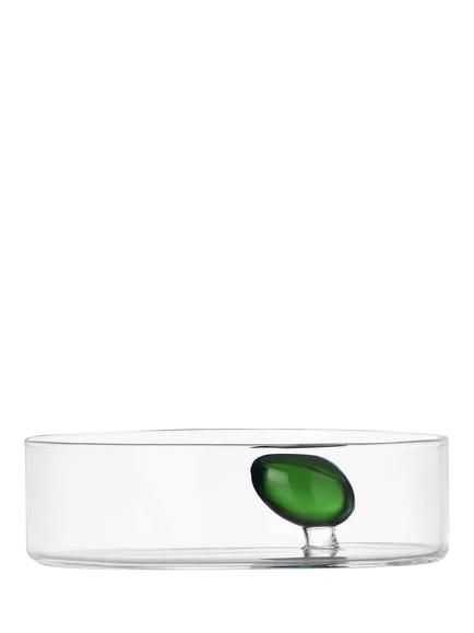 Ichendorf Milano Travasi Olive Small Glass Bowl, 12cm, Clear/Green, 