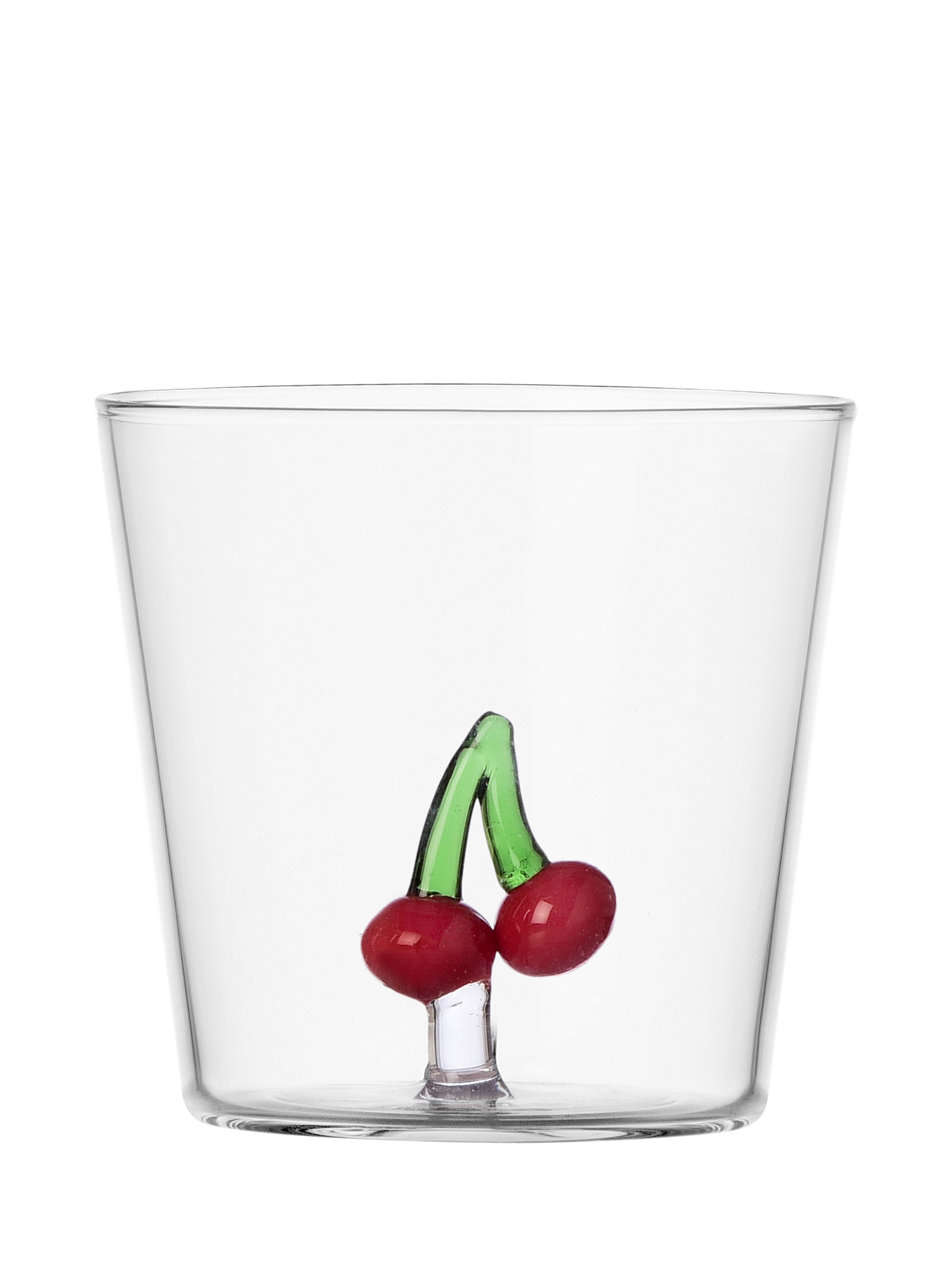 Ichendorf Milano Fruits & Flowers Cherry Glass Tumbler, 380ml, Clear/Red