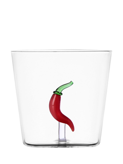 Ichendorf Milano Vegetables Chili Pepper Glass Tumbler, 400ml, Clear/Red