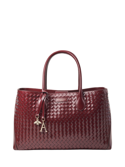 Aspinal of London Woven Leather Tote Bag, Burgundy, Burgundy