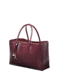 Aspinal of London Woven Leather Tote Bag, Burgundy