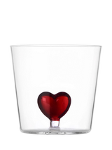 Ichendorf Milano Cuore Red Heart Glass Tumbler, 420ml, Clear/Red