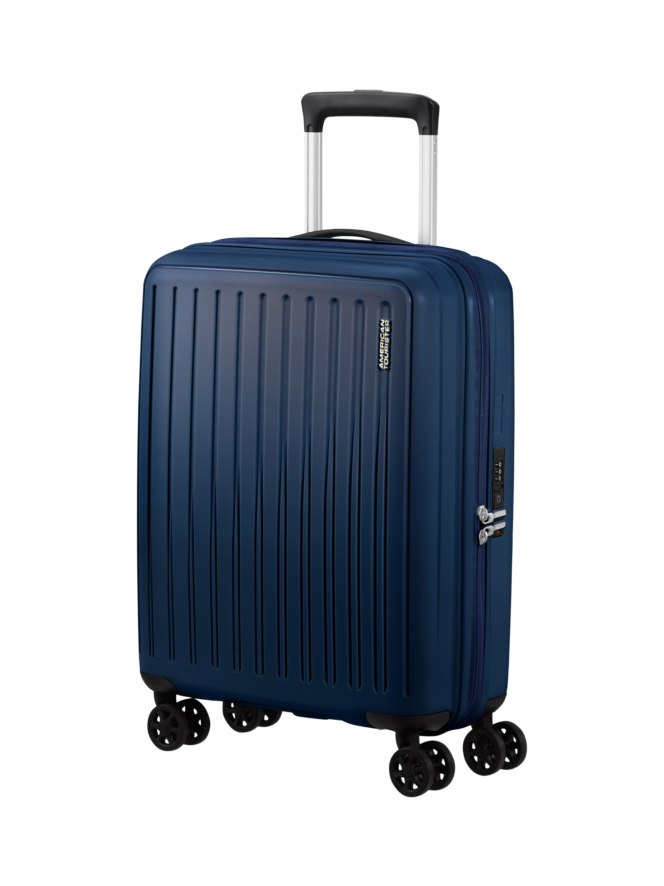 American Tourister Rejoy 55cm 4 Wheel Spinner Cabin Suitcase Navy Blue