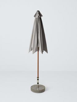 John Lewis Wood-Effect Wind-Up Parasol, 2.2m - view 2, Grey