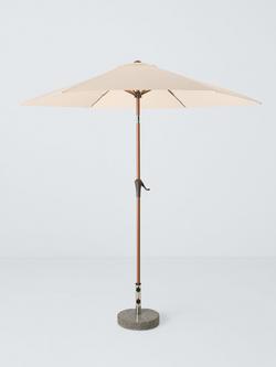 John Lewis Wood-Effect Wind-Up Parasol, 2.2m, Oyster