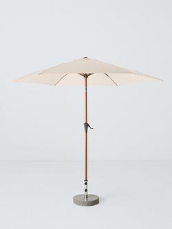 John Lewis Wood-Effect Wind-Up Parasol, 2.7m, Oyster