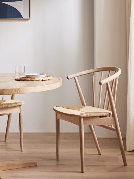 John Lewis Kinross II Dining Chair, Oak/Woven Seat - view 2, Oak