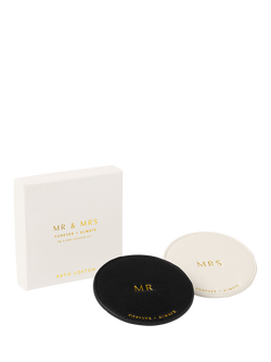 Katie Loxton Mr & Mrs Coaster Set, White