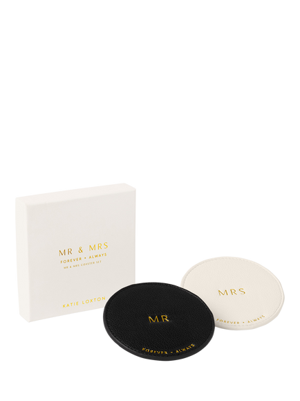 Katie Loxton Mr & Mrs Coaster Set, White
