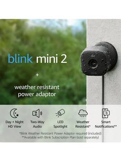 Amazon Blink Mini 2 Smart Security HD Camera with Weather-Resistant Power Adaptor, Black - view 2, Black