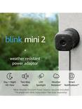 Amazon Blink Mini 2 Smart Security HD Camera with Weather-Resistant Power Adaptor, Pack of 2, Black