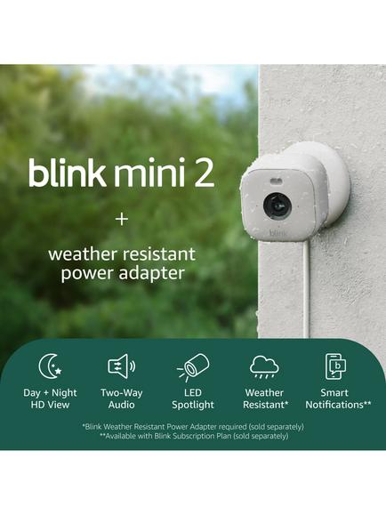 Amazon Blink Mini 2 Smart Security HD Camera with Weather-Resistant Power Adaptor, Pack of 2, Black - view 2, Black